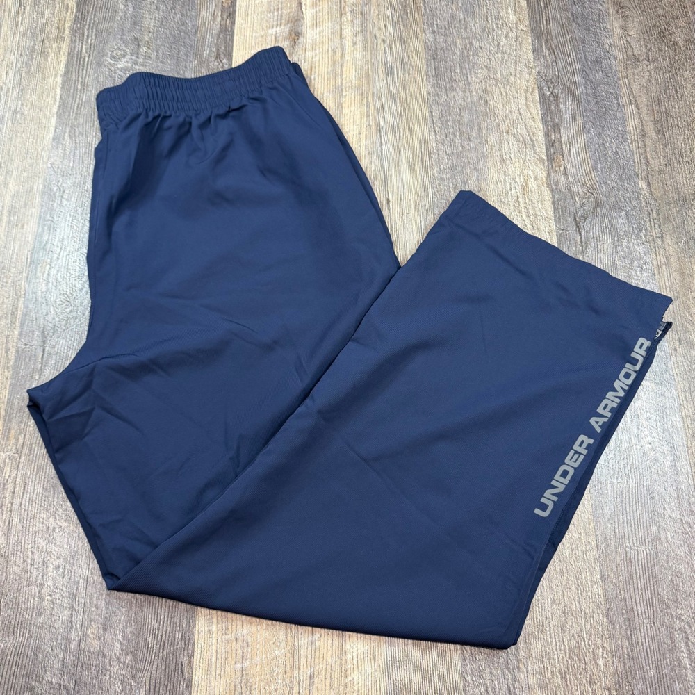 Under Armour HeatGear Track Pants Mens 3XL Navy Blue Mesh Lined Loose Woven